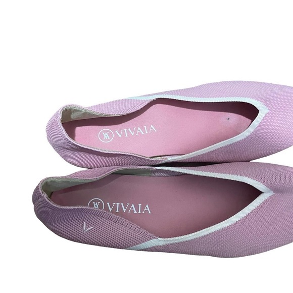 VIVAIA Pink Sustainable Eco Friendly V Shaped Pointed Toe Vienna Flats - Picture 5 of 10